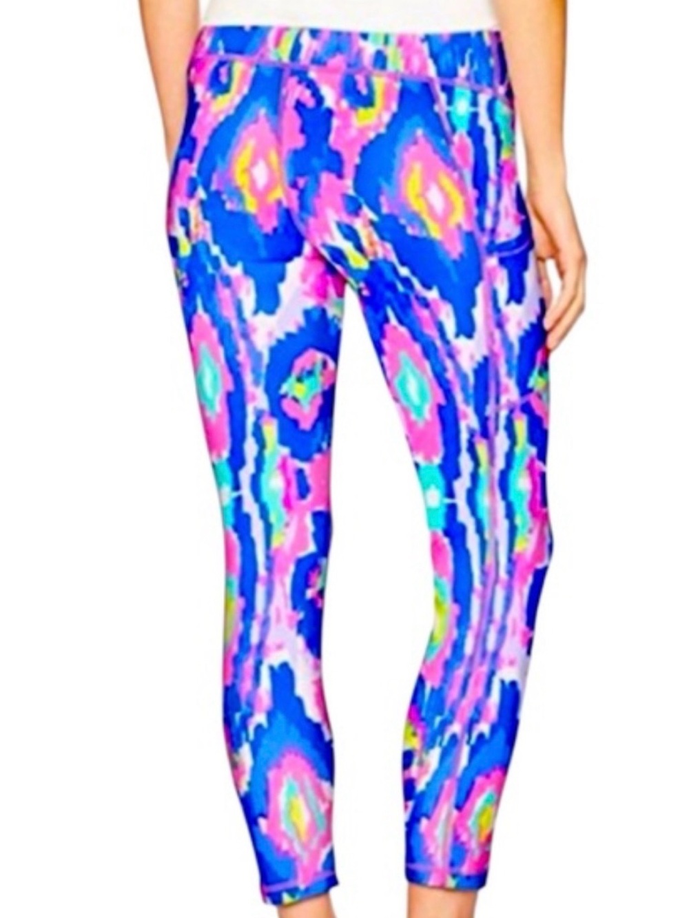 Lilly Pulitzer UPF Weekender Multi Luminescent Luxletic Ankle Leggings Sz Large
